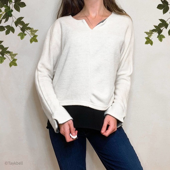 Circle Sweaters - Knit Sweater Two Layer Cozy Pullover Casual, M